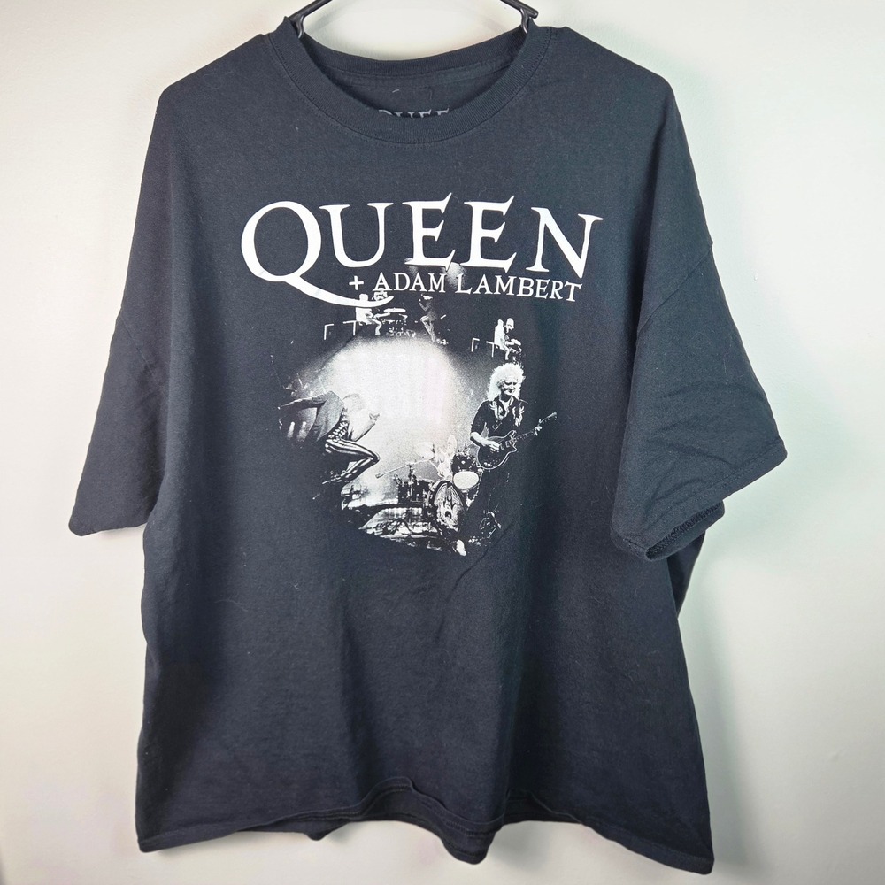 Queen Rhapsody Tour T-Shirt Mens XXL Black Adam Lambert Concert Rock Tee